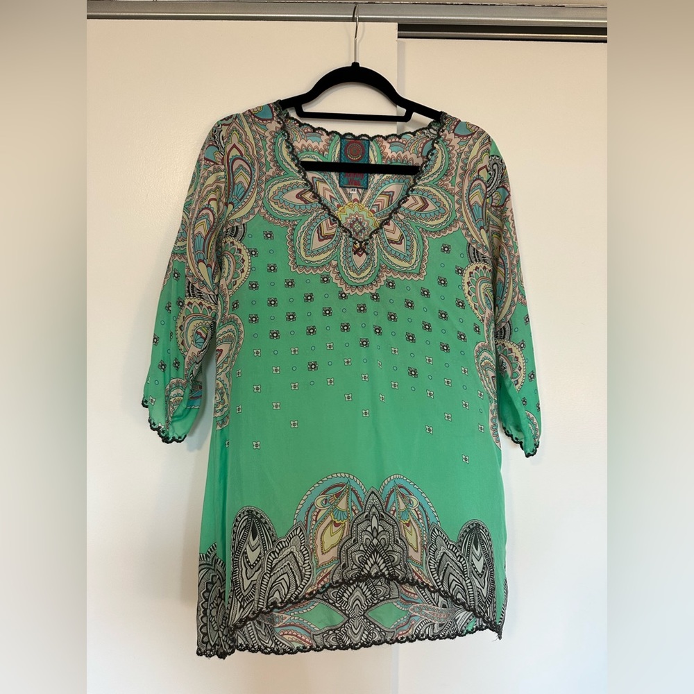 Johnny Was turquoise shirt/tunic